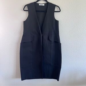 Jil Sander Women’s Tailored Knee Length Black Dress Vest